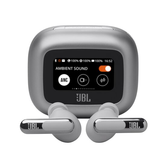JBL Live Beam 3 - Silver - True wireless noise-cancelling closed-stick earbuds - Hero